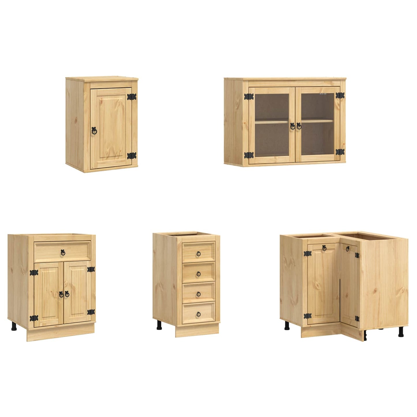 vidaXL Armoire avec étagère SKI 10 pcs Marron miel Bois de pin massif