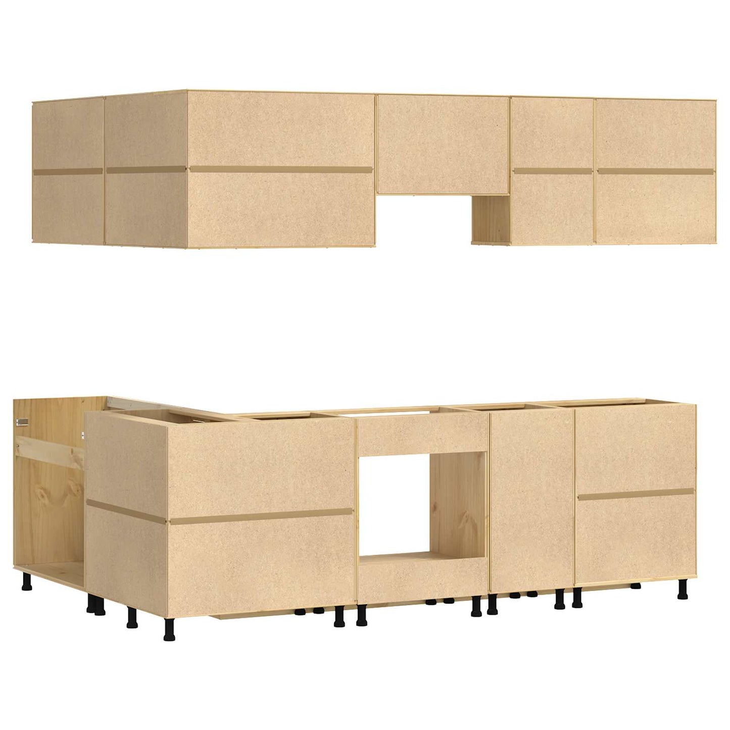 vidaXL Armoire avec étagère SKI 10 pcs Marron miel Bois de pin massif