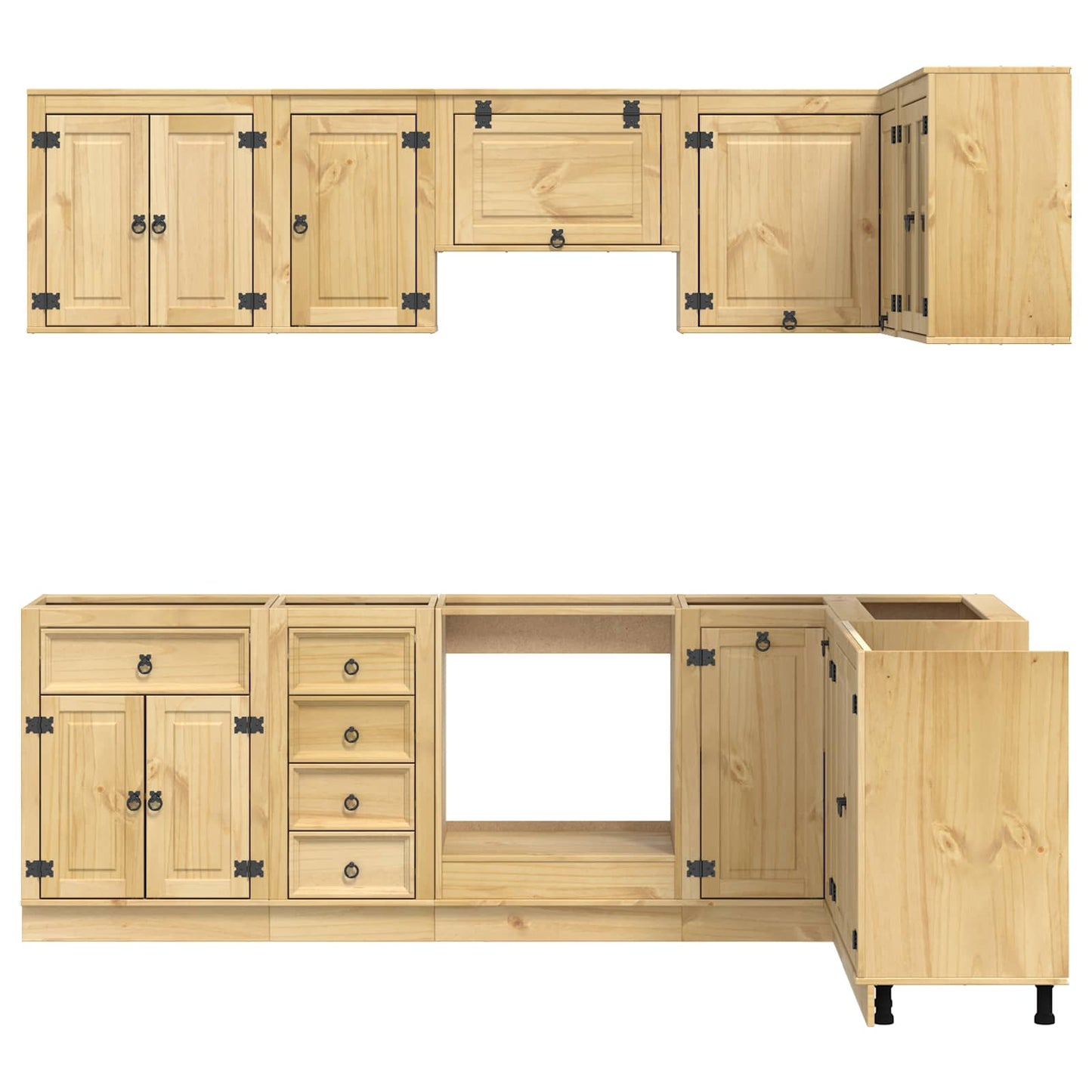 vidaXL Armoire avec étagère SKI 10 pcs Marron miel Bois de pin massif