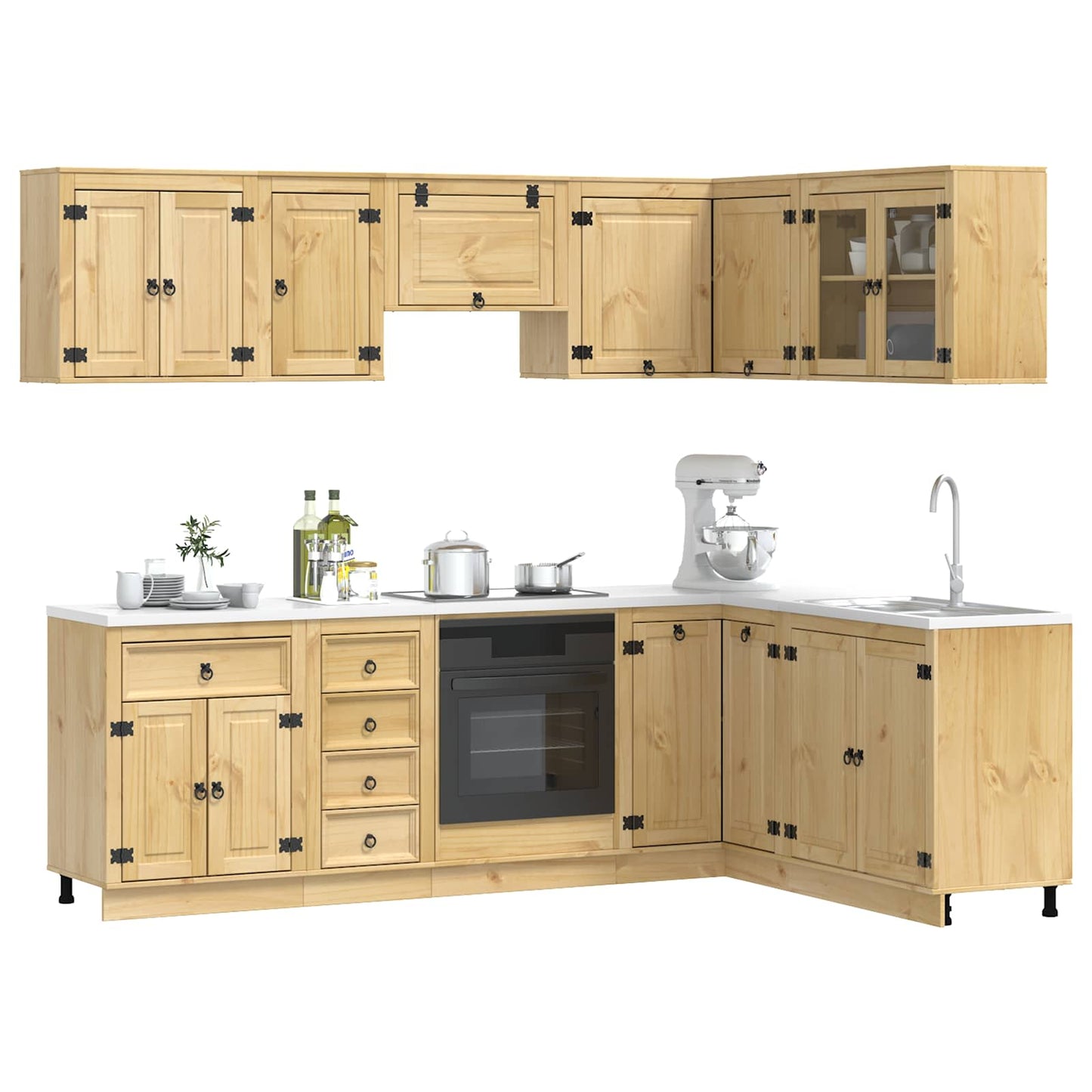 vidaXL Armoire avec étagère SKI 10 pcs Marron miel Bois de pin massif