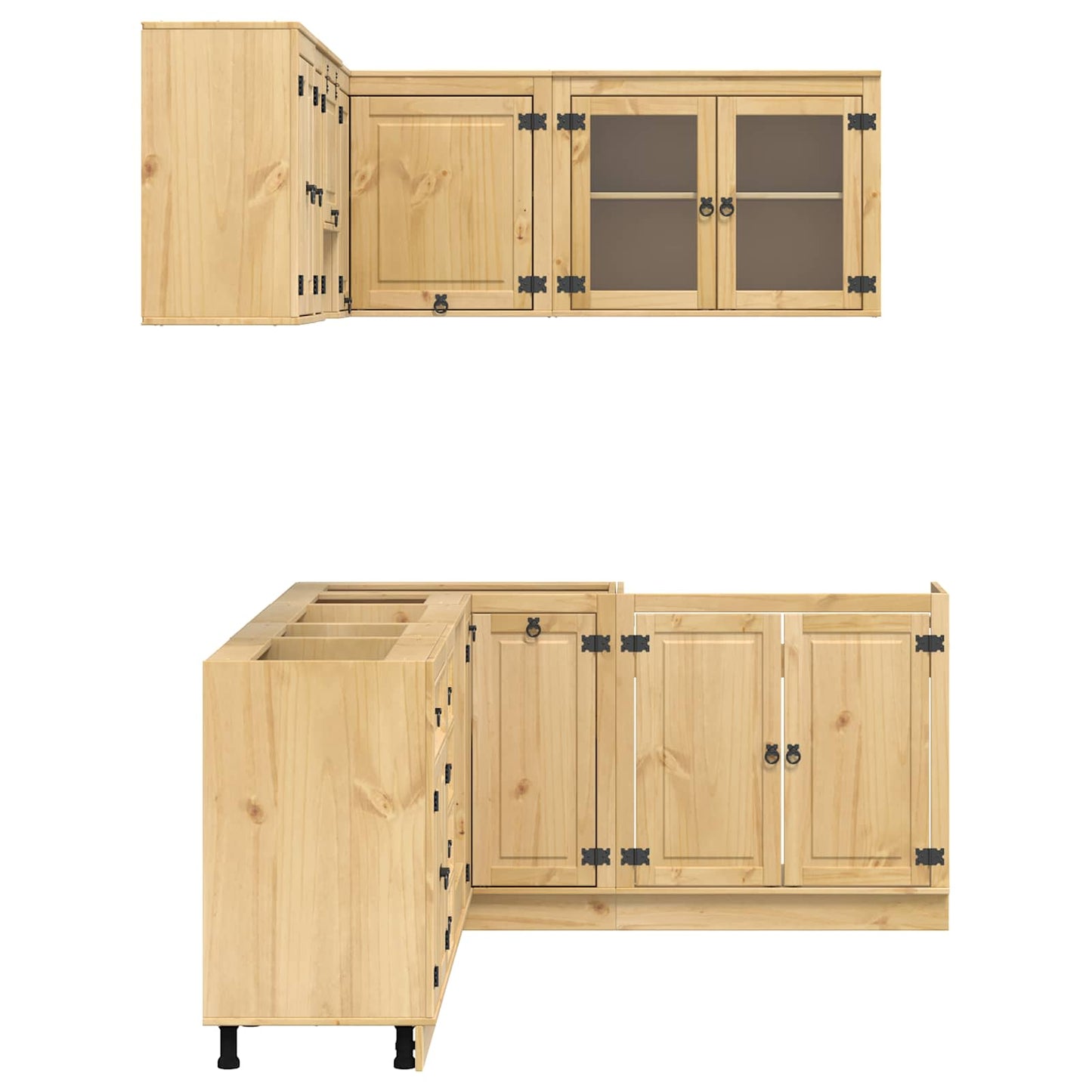 vidaXL Armoire avec étagère SKI 10 pcs Marron miel Bois de pin massif