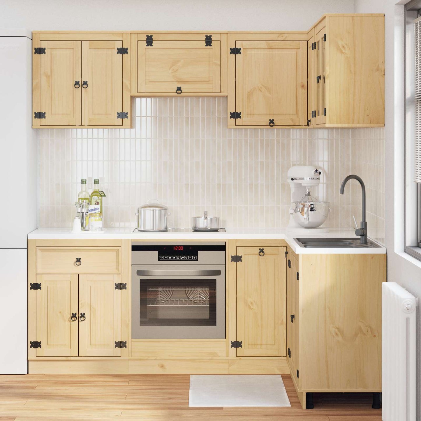 Schrank mit Regal SKI 8 pcs Honigbraun Massives Kiefernholz