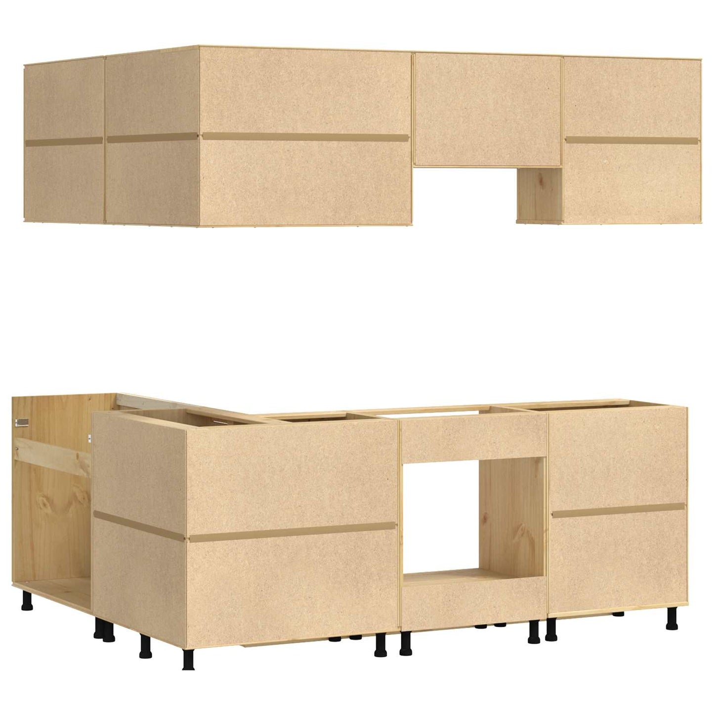 Schrank mit Regal SKI 8 pcs Honigbraun Massives Kiefernholz