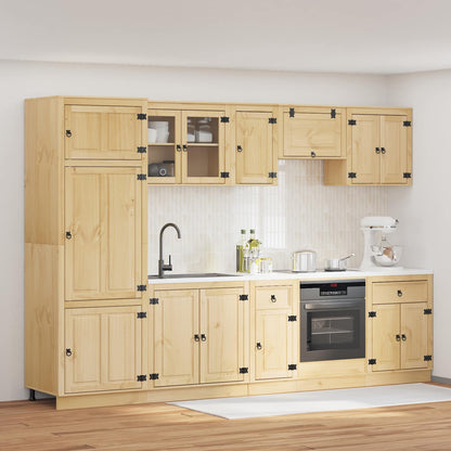 vidaXL Armoire avec étagère SKI 9 pcs Marron miel Bois de pin massif