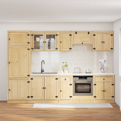 vidaXL Armoire avec étagère SKI 9 pcs Marron miel Bois de pin massif
