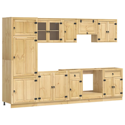 vidaXL Armoire avec étagère SKI 9 pcs Marron miel Bois de pin massif