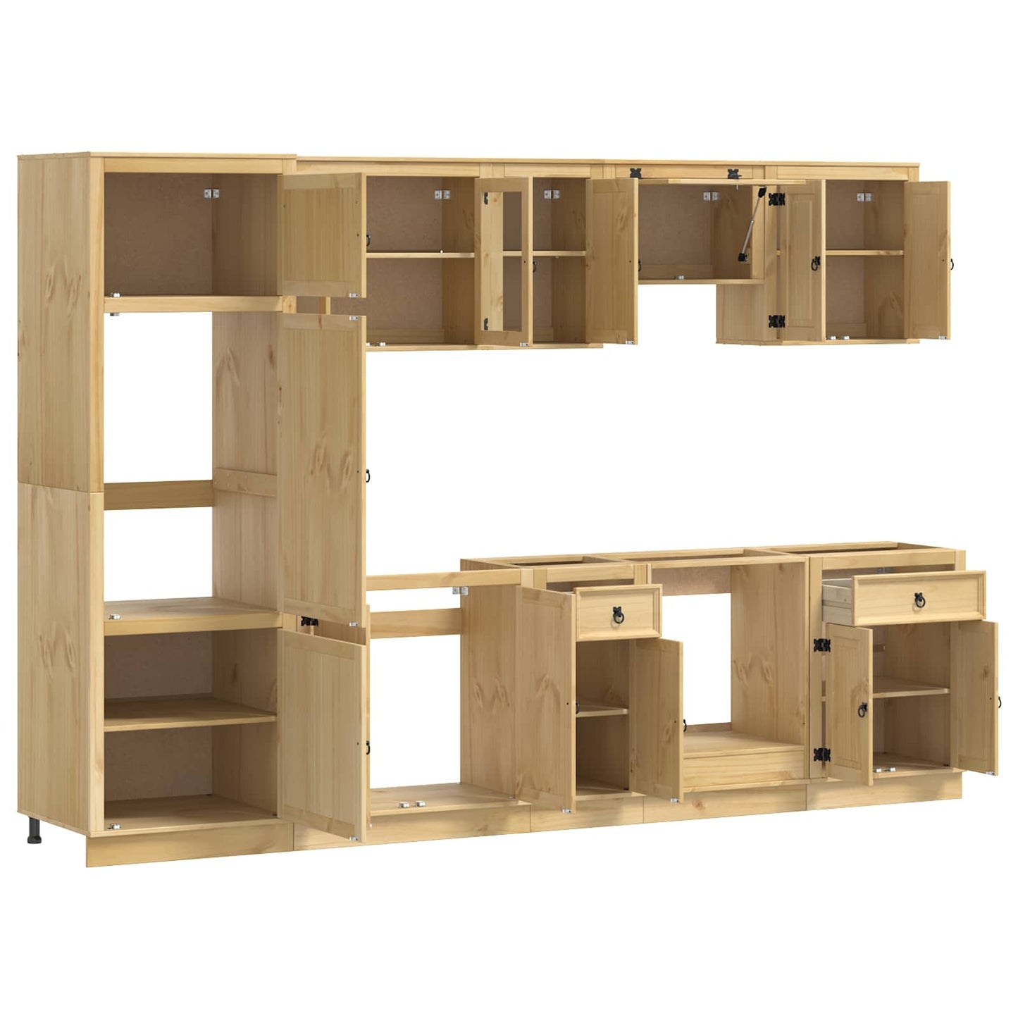 vidaXL Armoire avec étagère SKI 9 pcs Marron miel Bois de pin massif