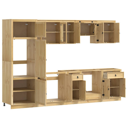 vidaXL Armoire avec étagère SKI 9 pcs Marron miel Bois de pin massif