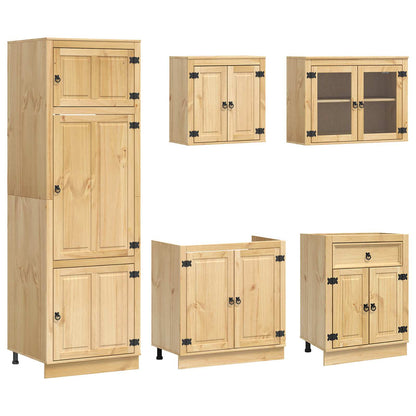 vidaXL Armoire avec étagère SKI 9 pcs Marron miel Bois de pin massif