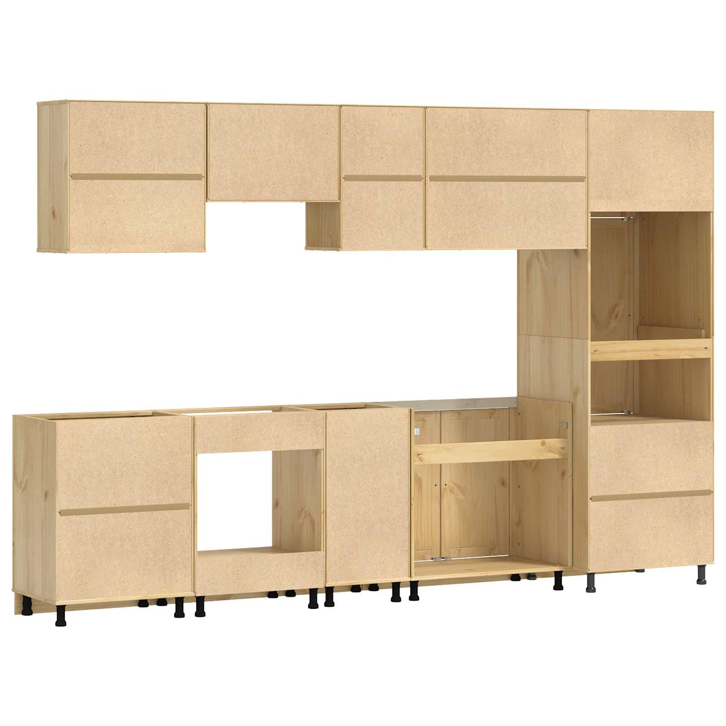 vidaXL Armoire avec étagère SKI 9 pcs Marron miel Bois de pin massif