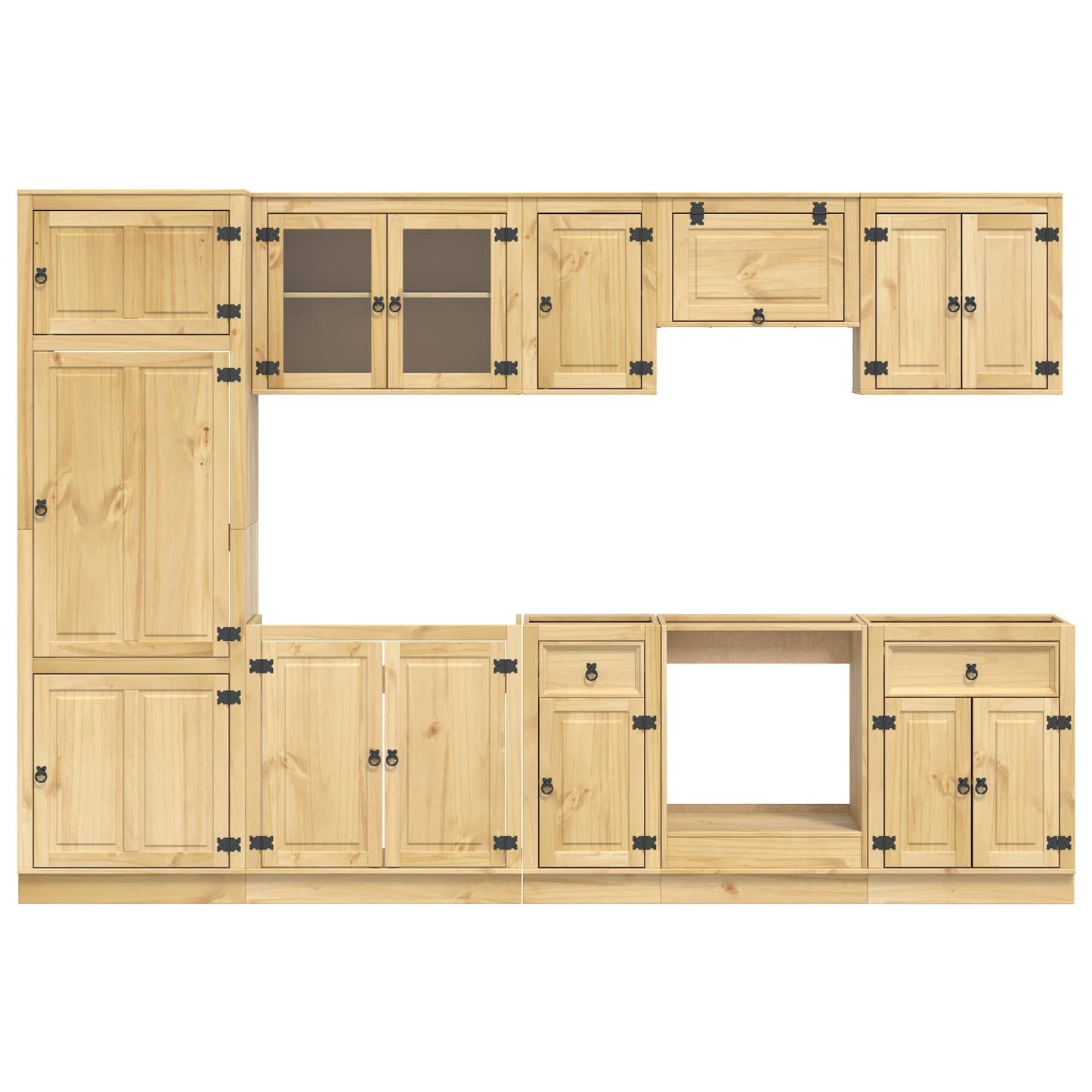 vidaXL Armoire avec étagère SKI 9 pcs Marron miel Bois de pin massif