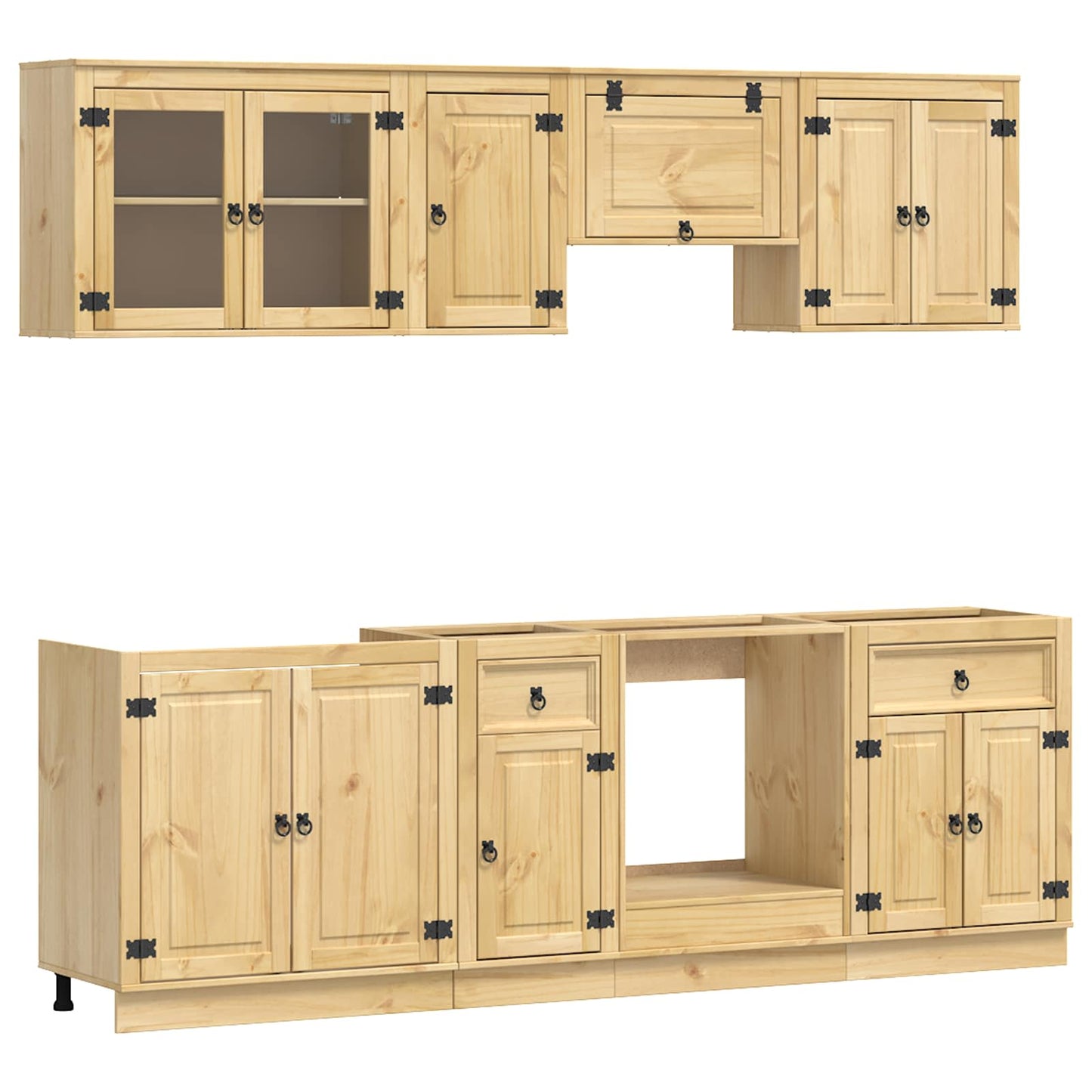 Schrank mit Regal SKI 8 pcs Honigbraun Massives Kiefernholz