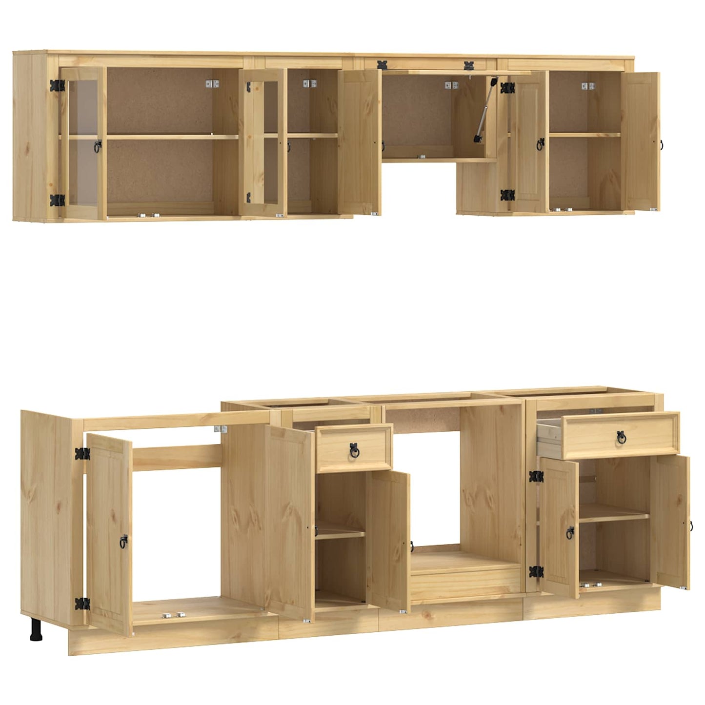 Schrank mit Regal SKI 8 pcs Honigbraun Massives Kiefernholz