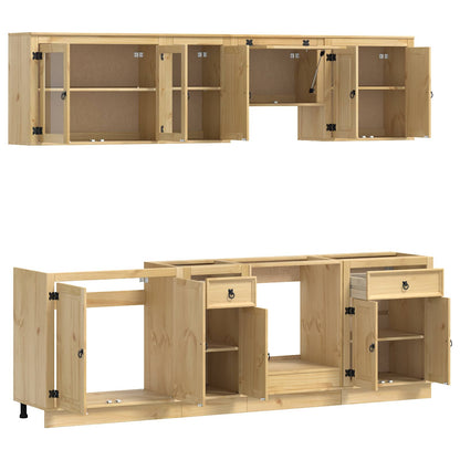 Schrank mit Regal SKI 8 pcs Honigbraun Massives Kiefernholz