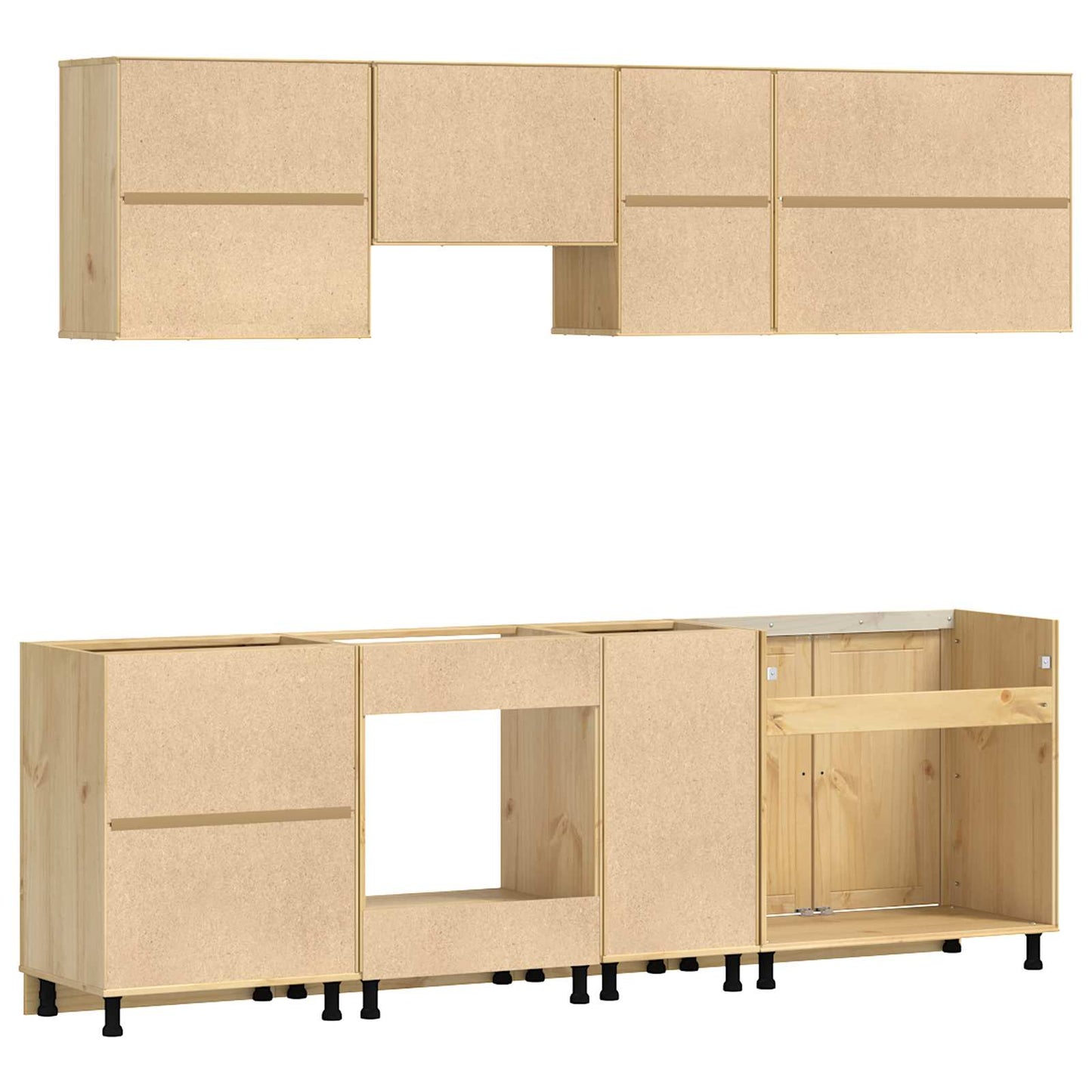 Schrank mit Regal SKI 8 pcs Honigbraun Massives Kiefernholz