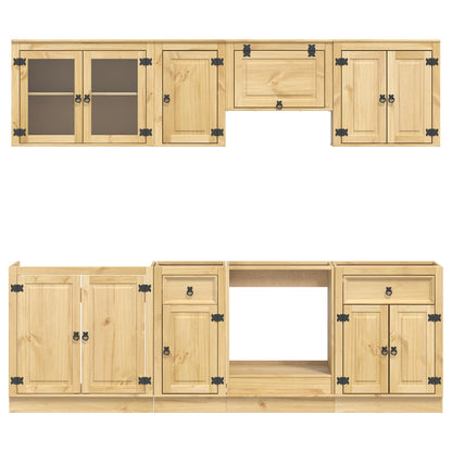 Schrank mit Regal SKI 8 pcs Honigbraun Massives Kiefernholz