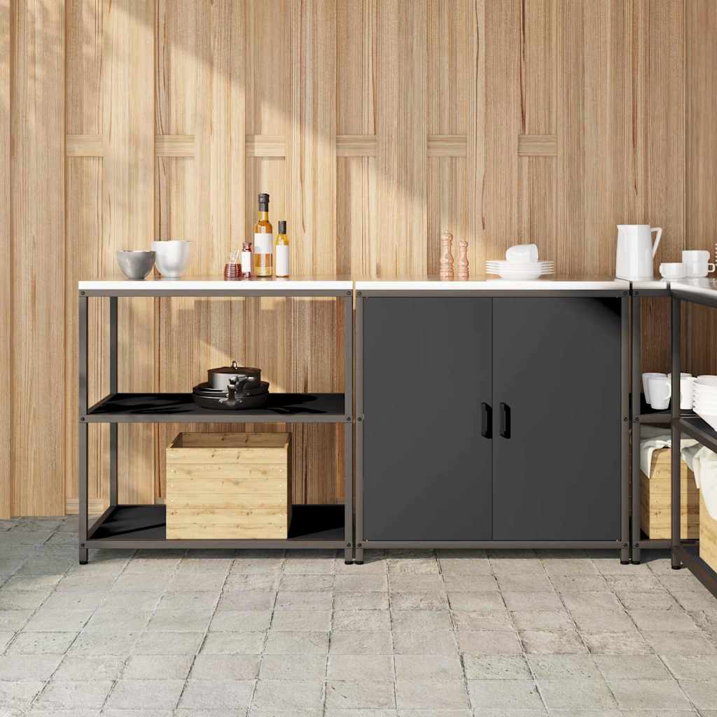 vidaXL Aufbewahrungsset für die Küche mit Regal mit Tür 2 pcs Schwarz