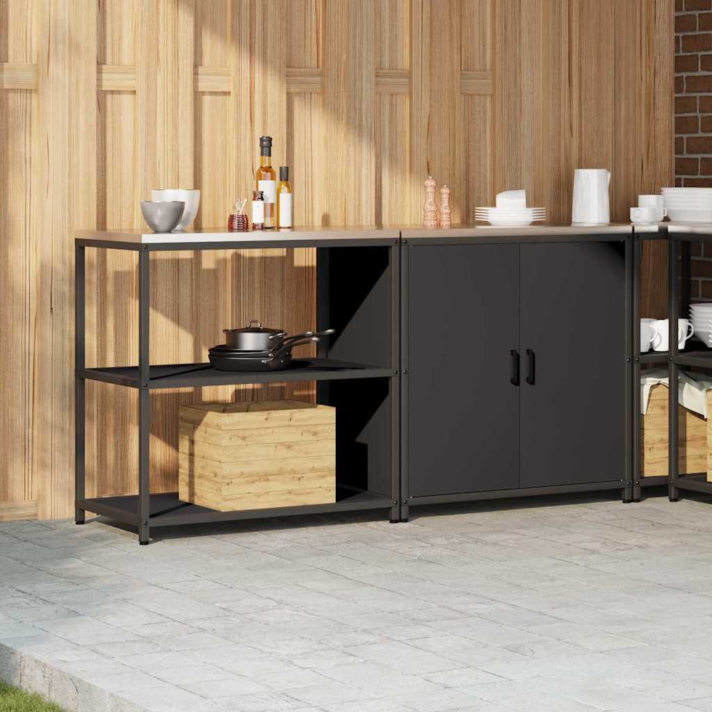 vidaXL Aufbewahrungsset für die Küche mit Regal mit Tür 2 pcs Schwarz