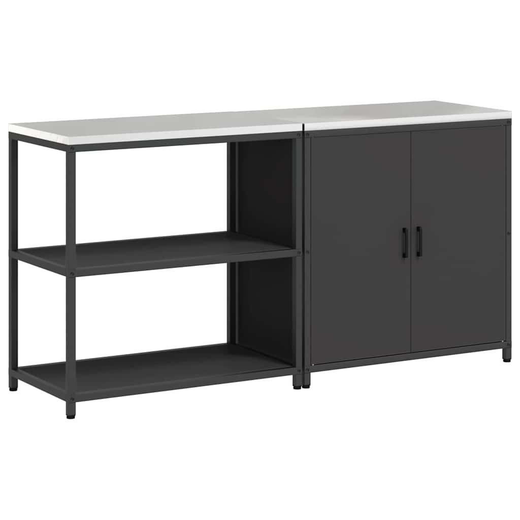 vidaXL Aufbewahrungsset für die Küche mit Regal mit Tür 2 pcs Schwarz