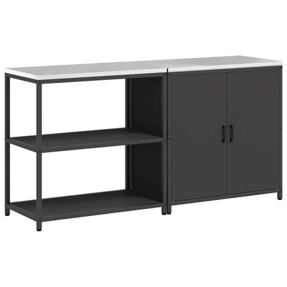 vidaXL Aufbewahrungsset für die Küche mit Regal mit Tür 2 pcs Schwarz
