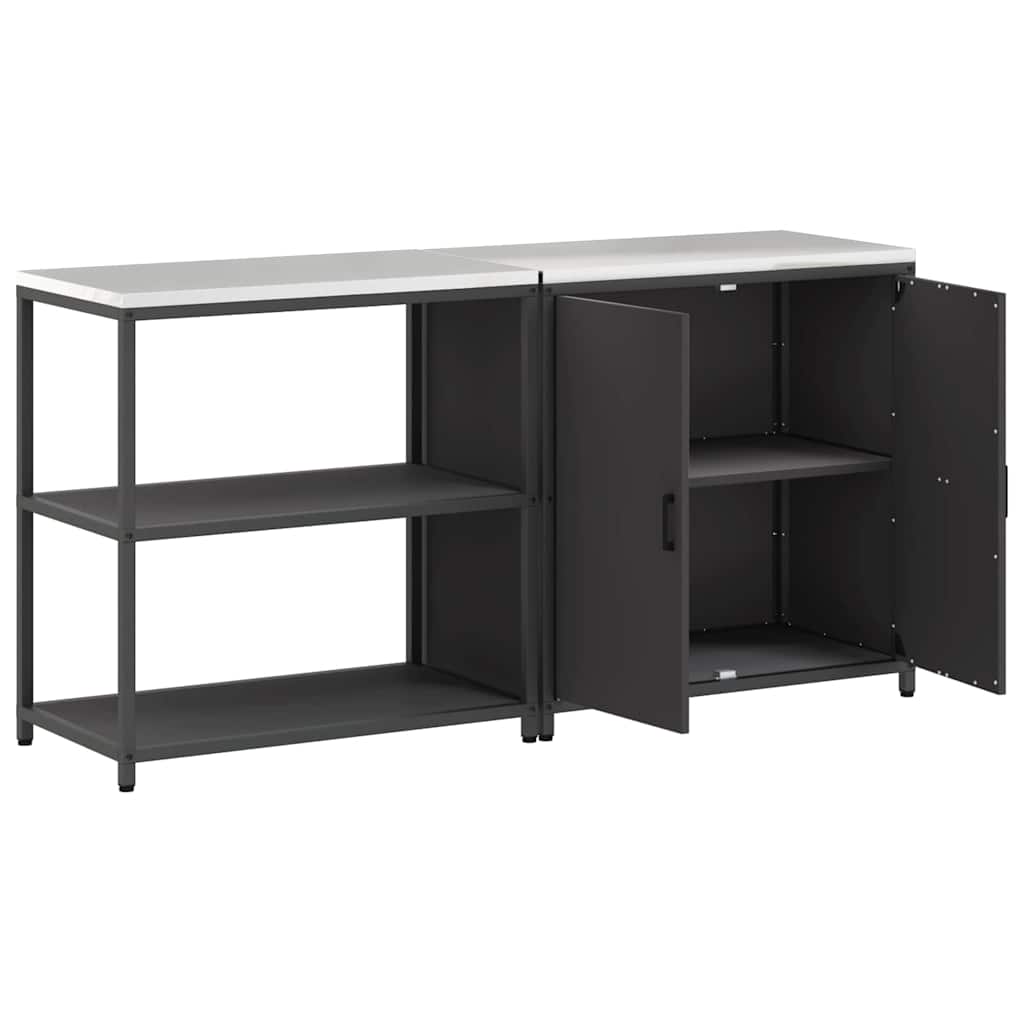 vidaXL Aufbewahrungsset für die Küche mit Regal mit Tür 2 pcs Schwarz