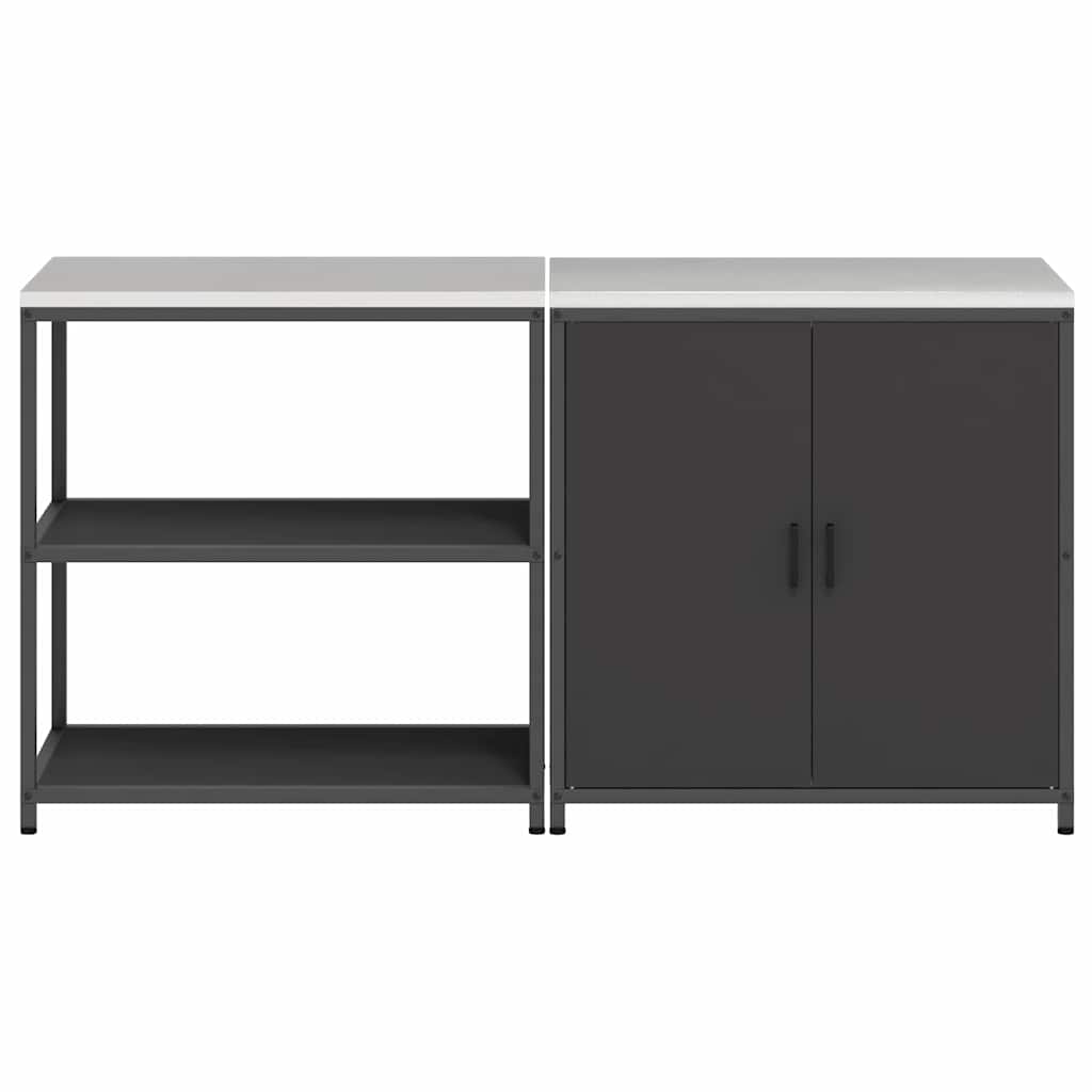 vidaXL Aufbewahrungsset für die Küche mit Regal mit Tür 2 pcs Schwarz