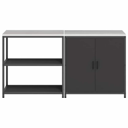 vidaXL Aufbewahrungsset für die Küche mit Regal mit Tür 2 pcs Schwarz