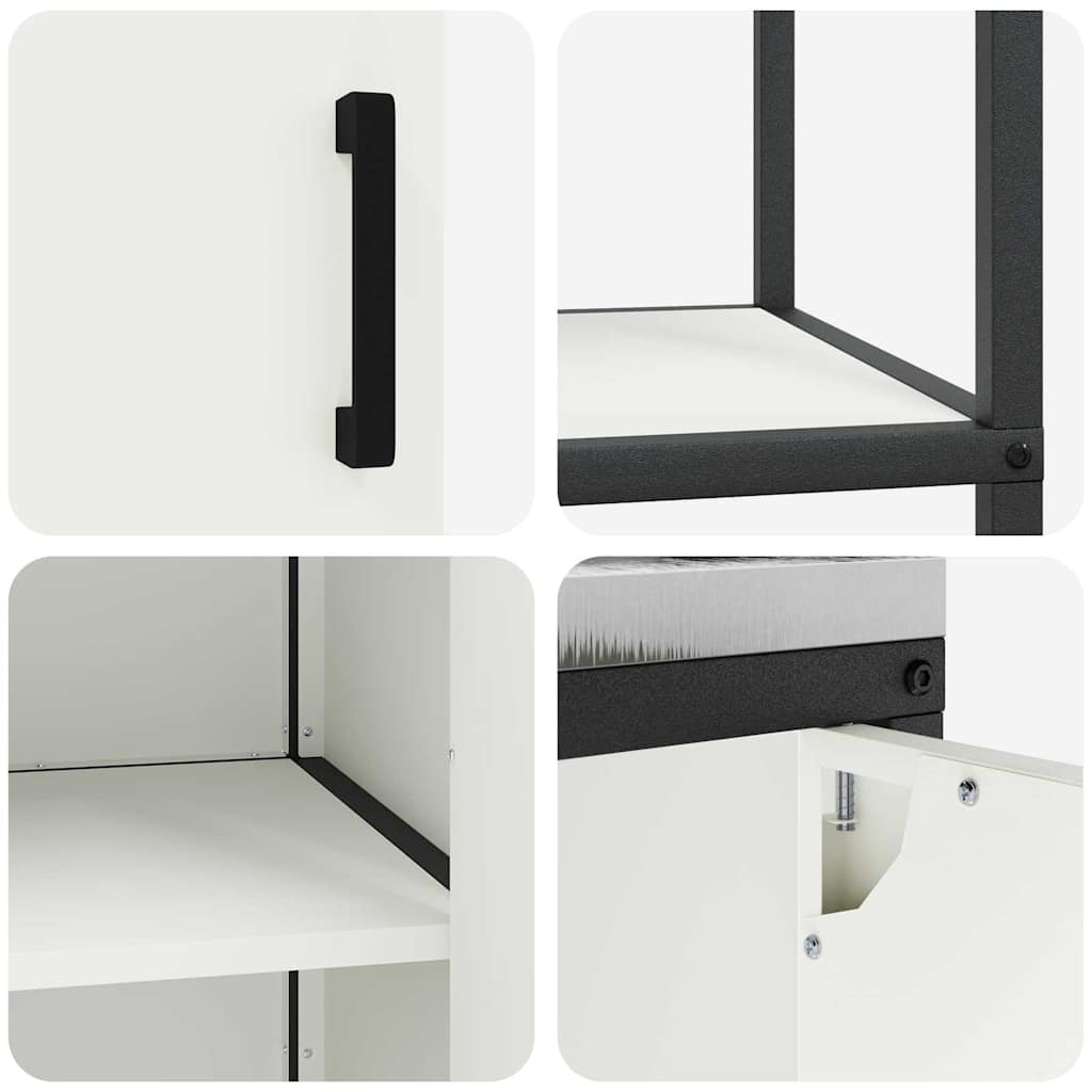 vidaXL Ensemble de rangement de cuisine 2 pcs Blanc Acier laminé à froid