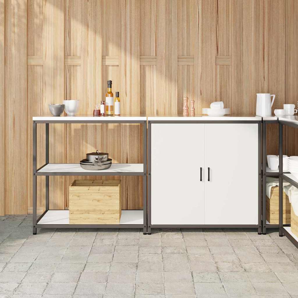 vidaXL Ensemble de rangement de cuisine 2 pcs Blanc Acier laminé à froid