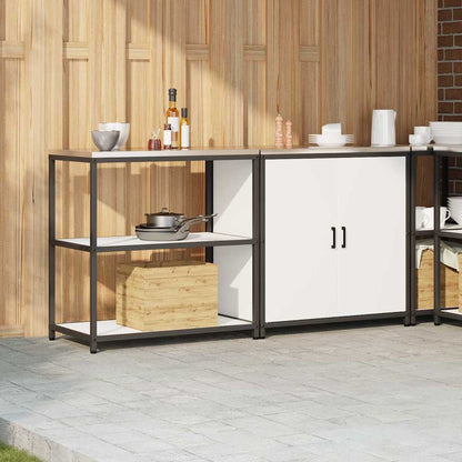 vidaXL Ensemble de rangement de cuisine 2 pcs Blanc Acier laminé à froid