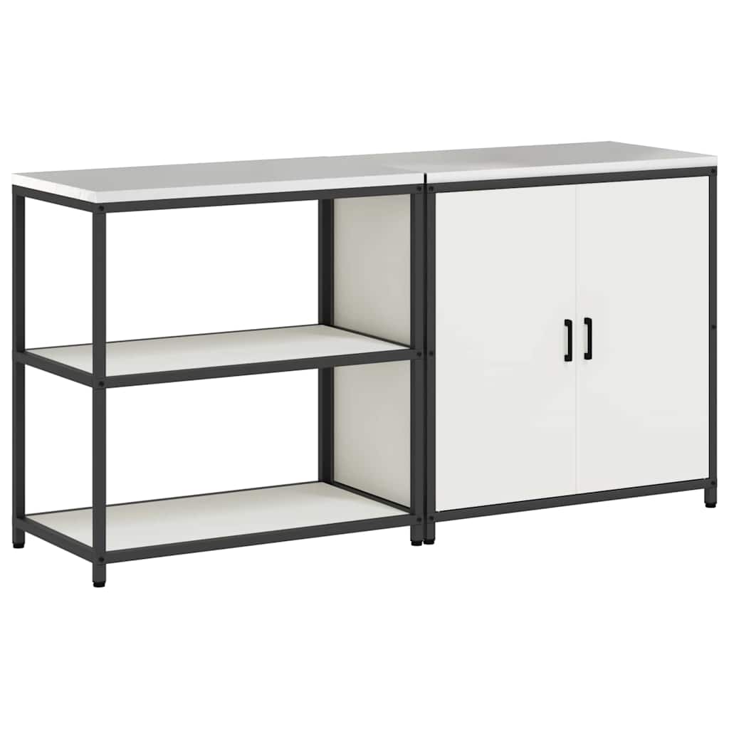 vidaXL Ensemble de rangement de cuisine 2 pcs Blanc Acier laminé à froid