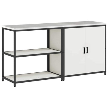 vidaXL Ensemble de rangement de cuisine 2 pcs Blanc Acier laminé à froid
