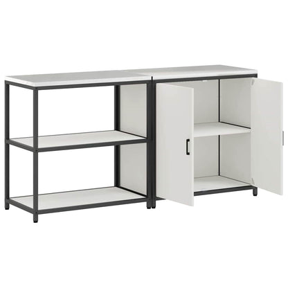 vidaXL Ensemble de rangement de cuisine 2 pcs Blanc Acier laminé à froid
