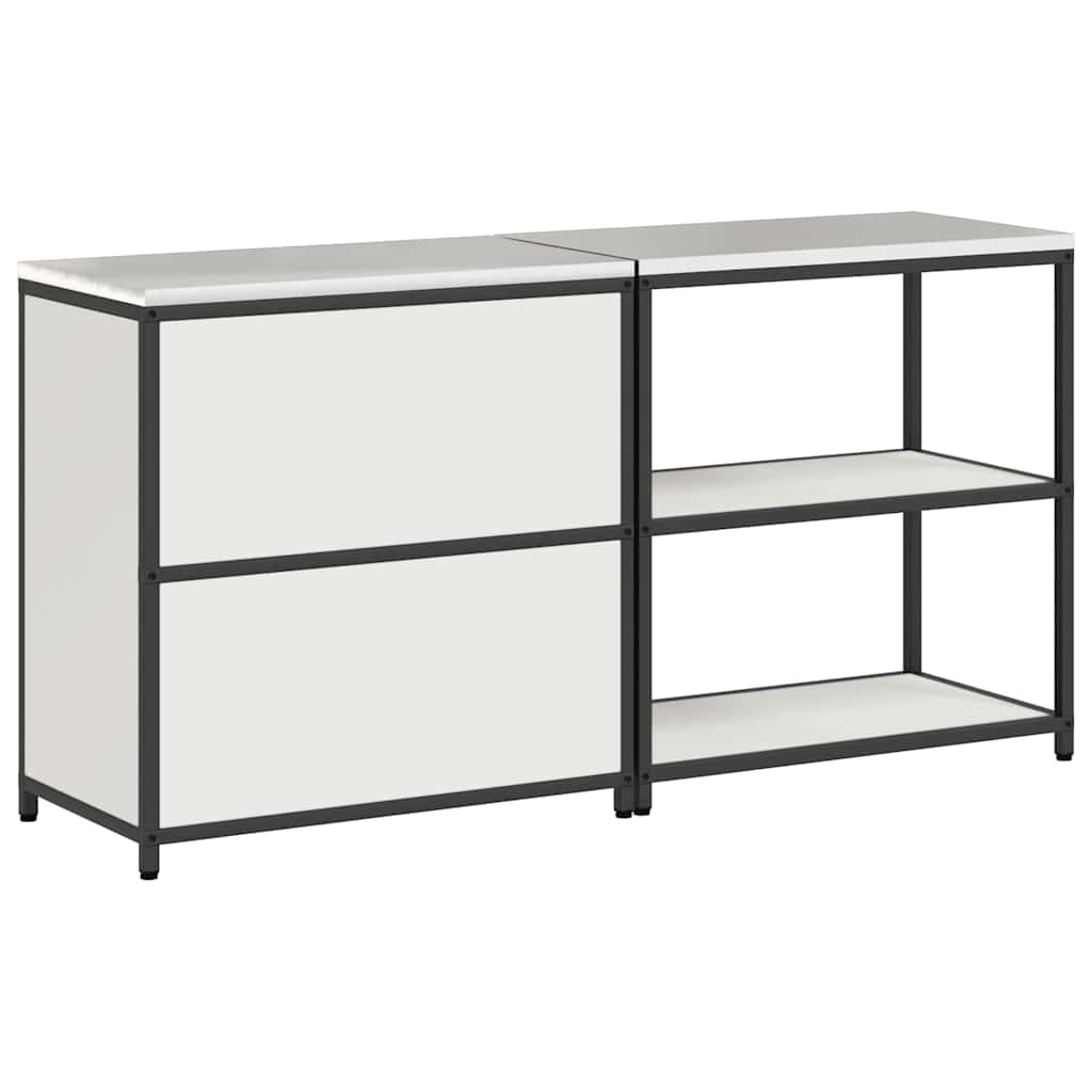 vidaXL Ensemble de rangement de cuisine 2 pcs Blanc Acier laminé à froid