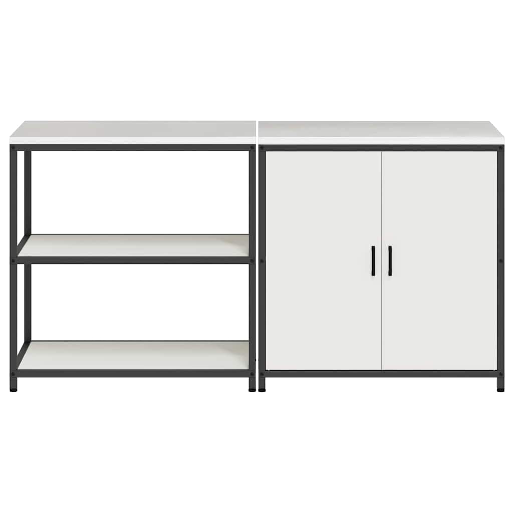 vidaXL Ensemble de rangement de cuisine 2 pcs Blanc Acier laminé à froid