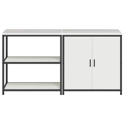 vidaXL Ensemble de rangement de cuisine 2 pcs Blanc Acier laminé à froid