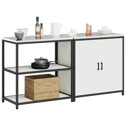 vidaXL Ensemble de rangement de cuisine 2 pcs Blanc Acier laminé à froid