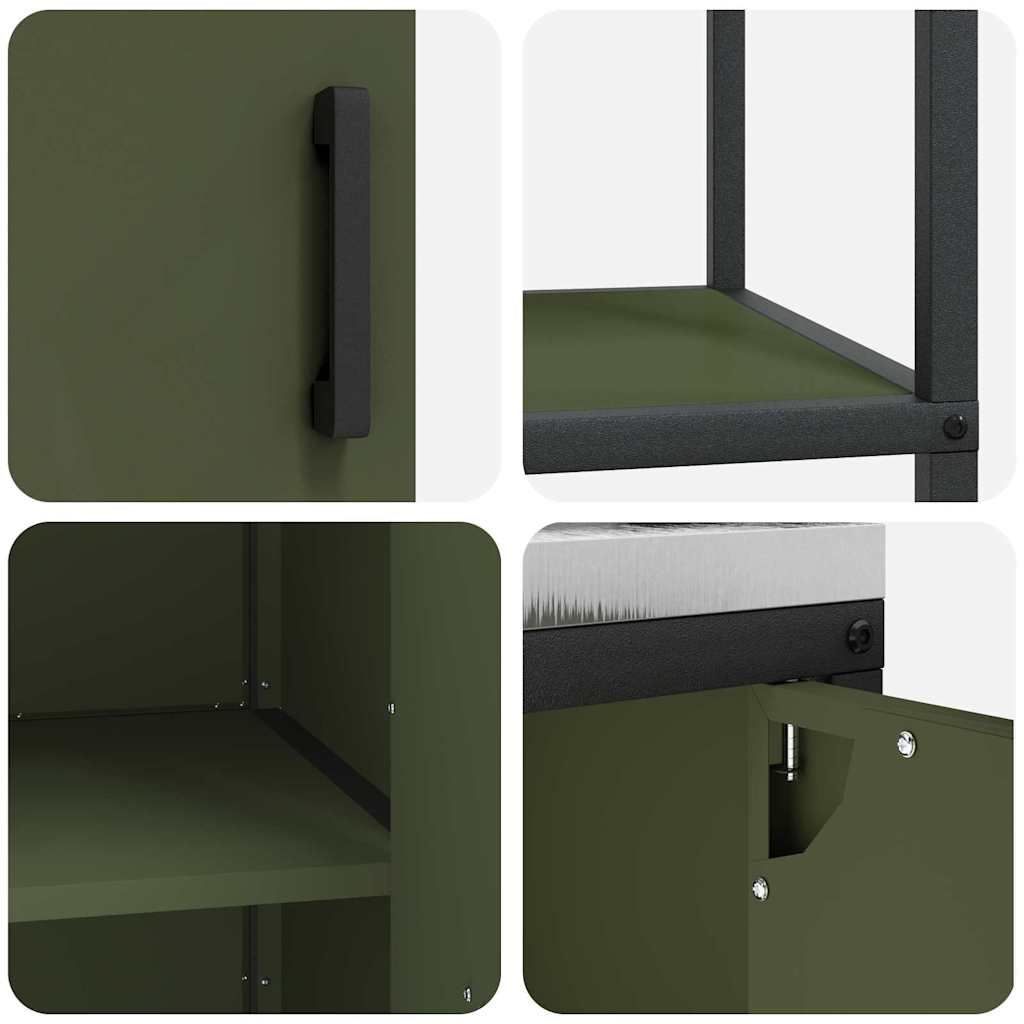 vidaXL Aufbewahrungsset für die Küche mit Regal 2 pcs Olive Grün