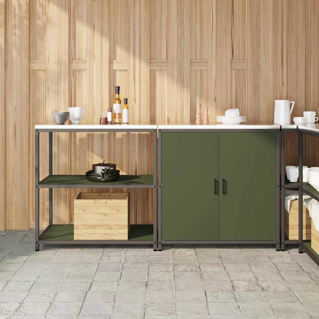 vidaXL Aufbewahrungsset für die Küche mit Regal 2 pcs Olive Grün