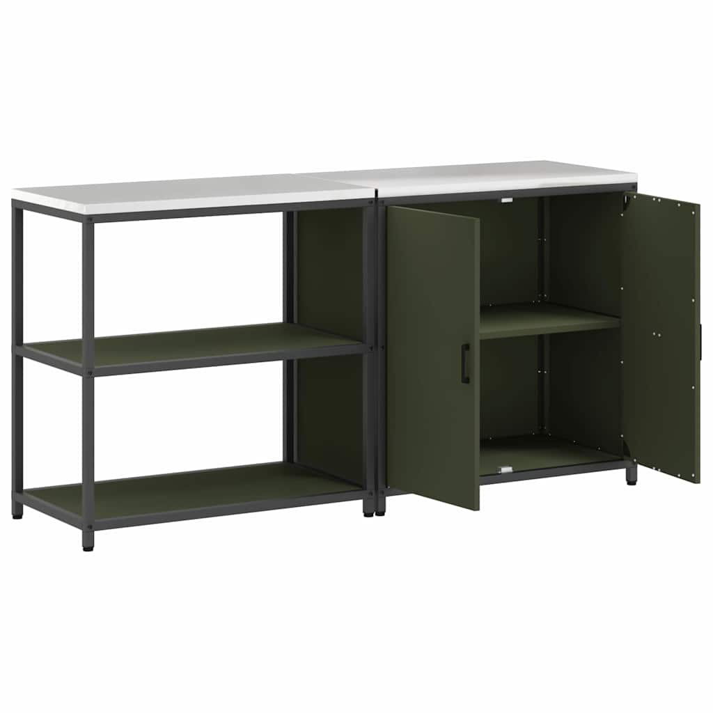 vidaXL Aufbewahrungsset für die Küche mit Regal 2 pcs Olive Grün