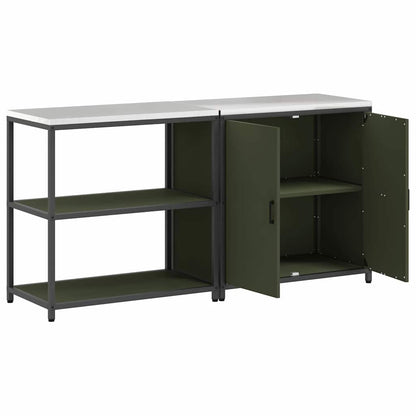 vidaXL Aufbewahrungsset für die Küche mit Regal 2 pcs Olive Grün