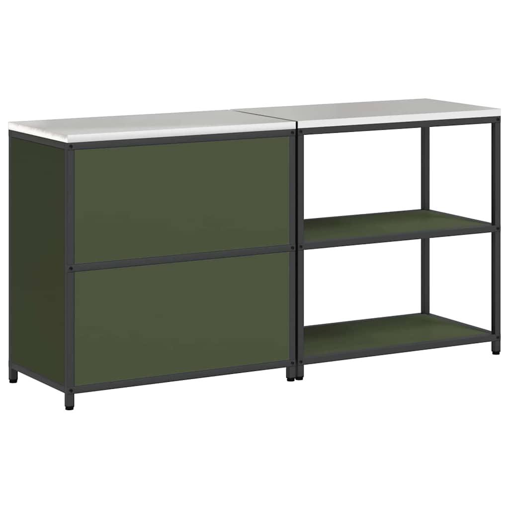 vidaXL Aufbewahrungsset für die Küche mit Regal 2 pcs Olive Grün