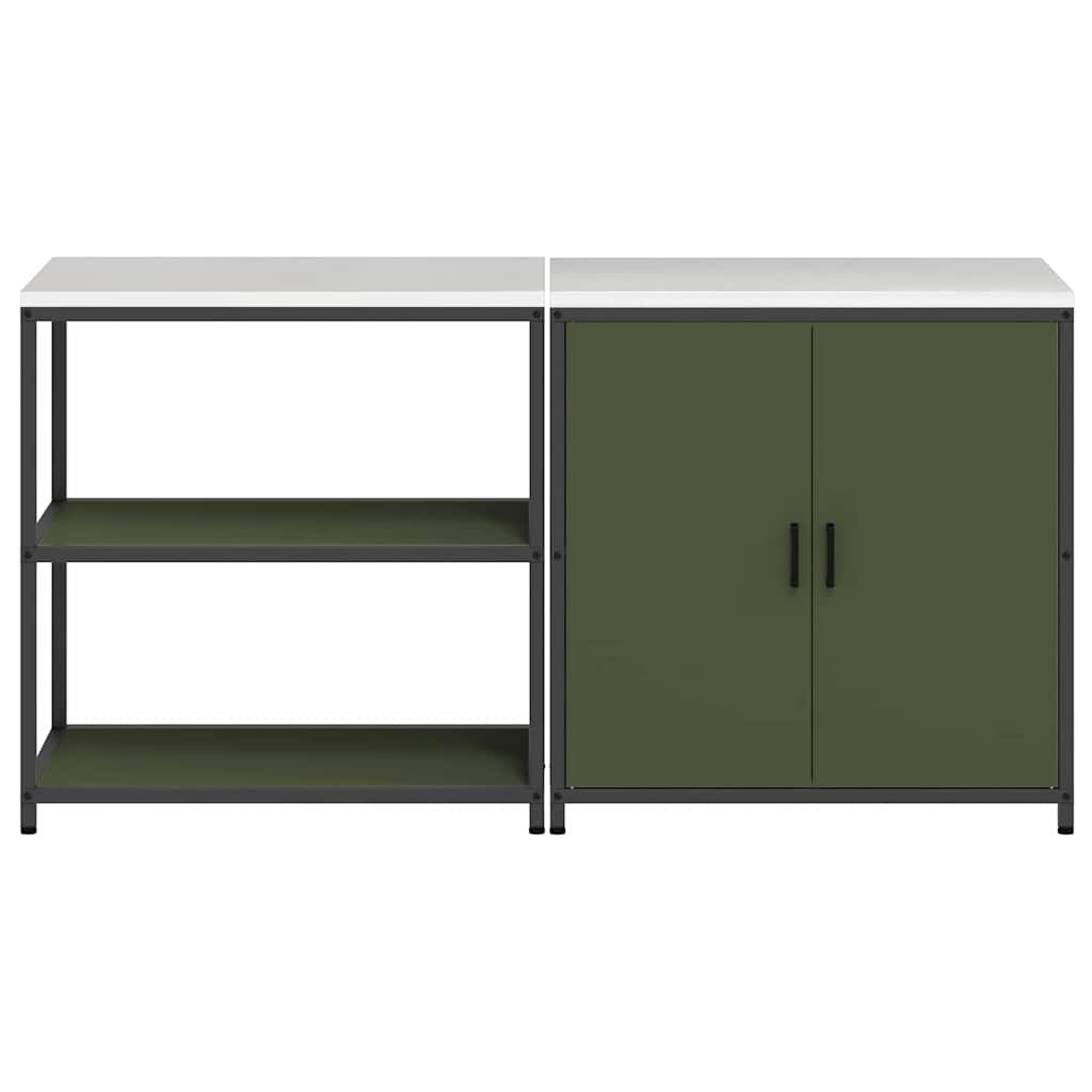 vidaXL Aufbewahrungsset für die Küche mit Regal 2 pcs Olive Grün