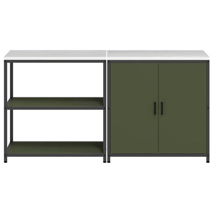 vidaXL Aufbewahrungsset für die Küche mit Regal 2 pcs Olive Grün