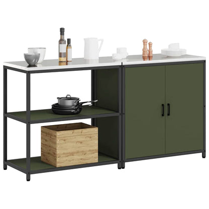 vidaXL Aufbewahrungsset für die Küche mit Regal 2 pcs Olive Grün