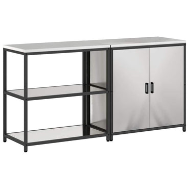 vidaXL Aufbewahrungsset für die Küche mit Regal 2 pcs Silber Edelstahl