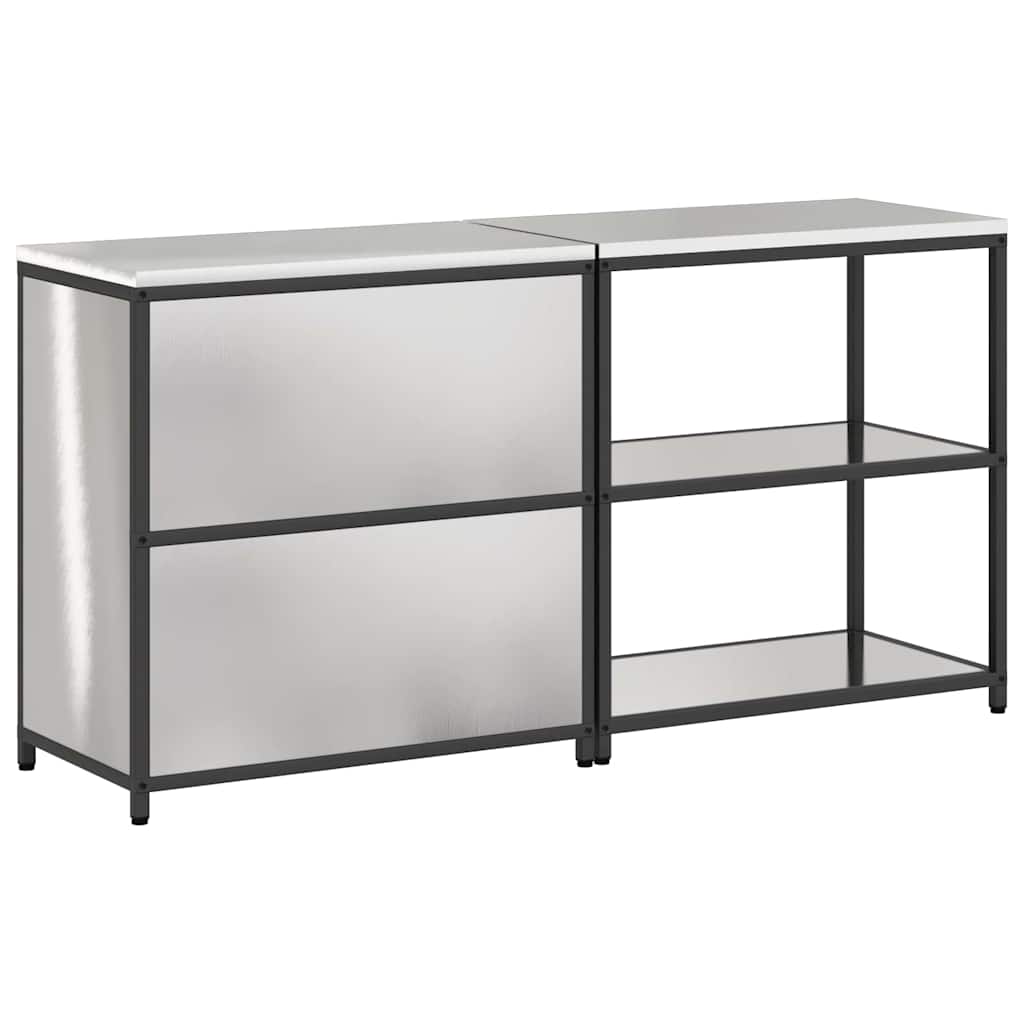 Aufbewahrungsset für die Küche mit Regal 2 pcs Silber Edelstahl