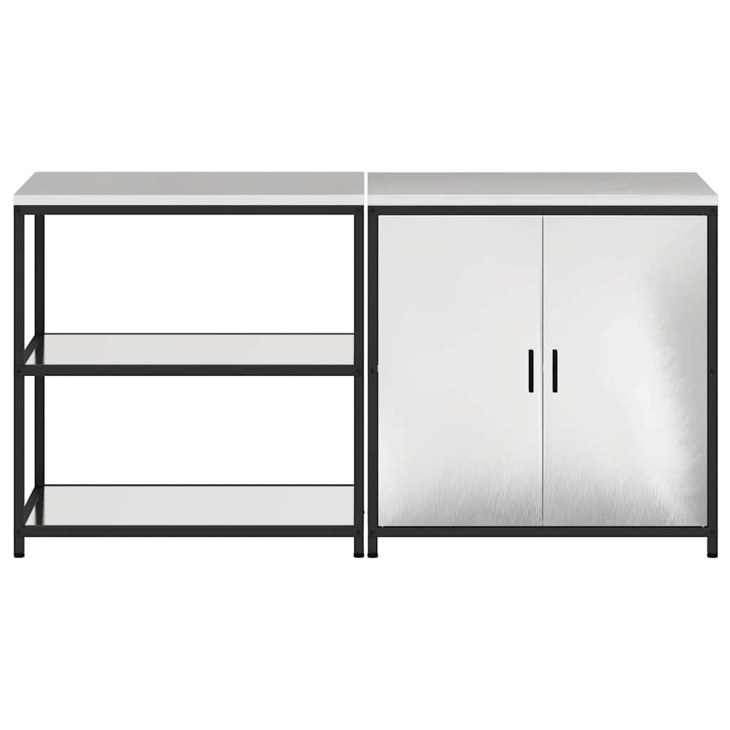 Aufbewahrungsset für die Küche mit Regal 2 pcs Silber Edelstahl