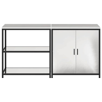 Aufbewahrungsset für die Küche mit Regal 2 pcs Silber Edelstahl