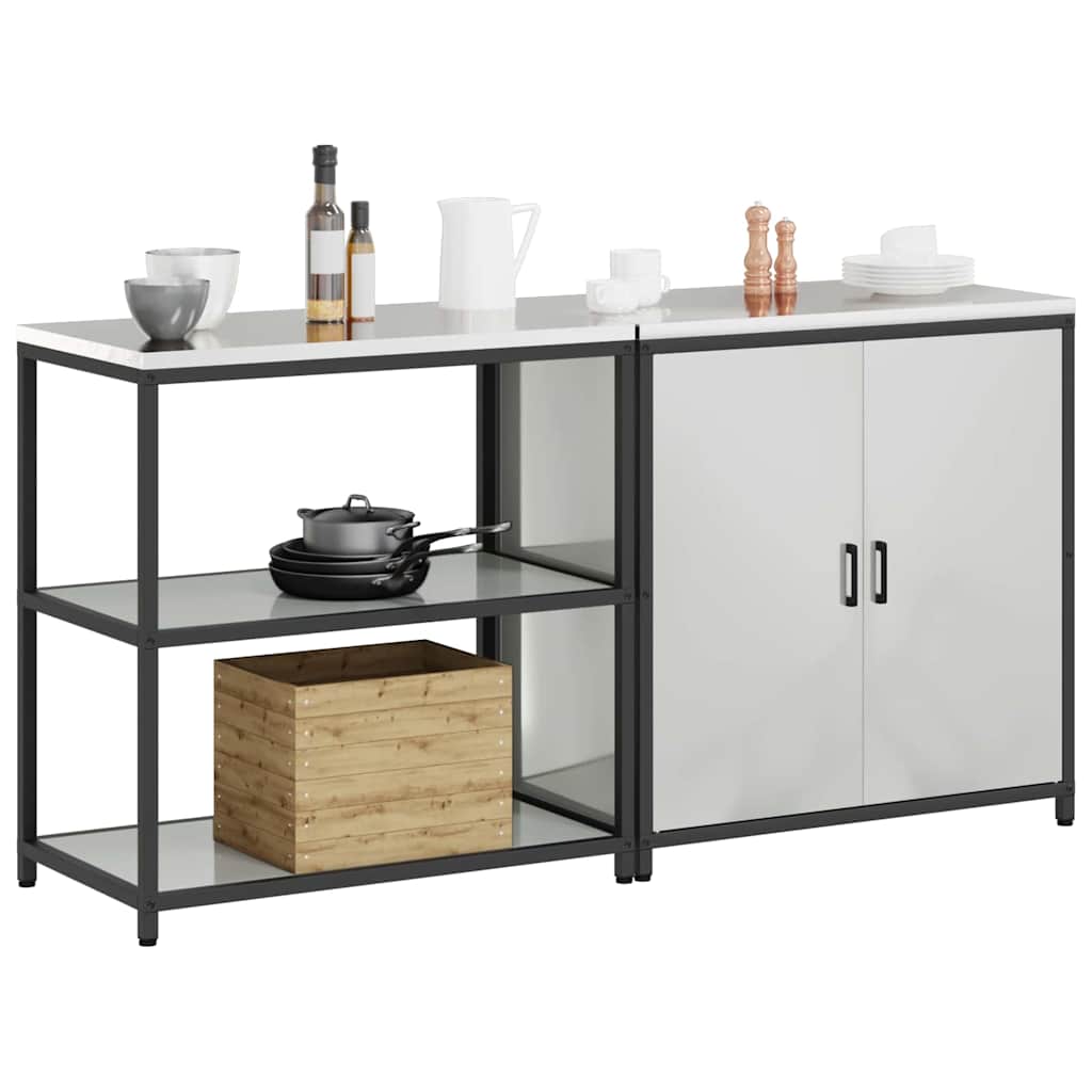 vidaXL Aufbewahrungsset für die Küche 2 pcs Silber Verzinkter Stahl